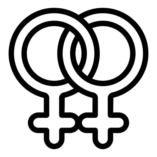 Identité de genre icône lesbienne, style contour — Image vectorielle