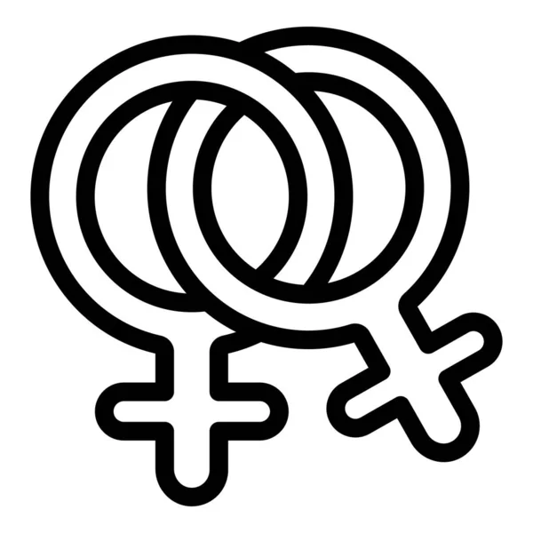 性同一性cisレズビアンのアイコン,アウトラインスタイル — ストックベクタ