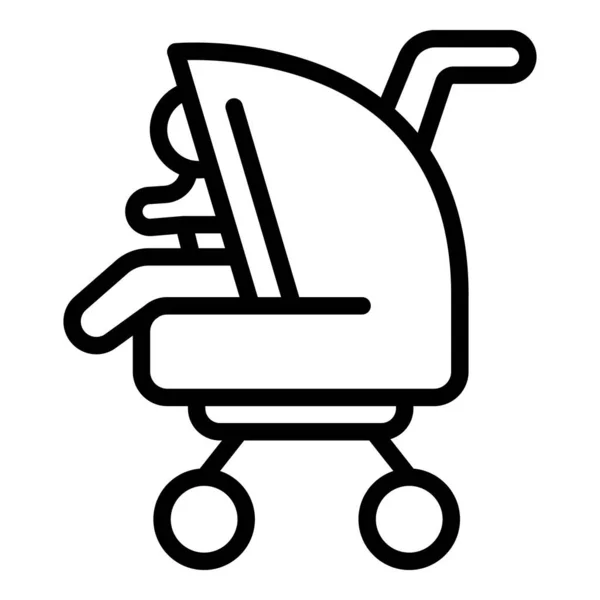 Icono de cochecito de bebé, estilo de esquema — Vector de stock