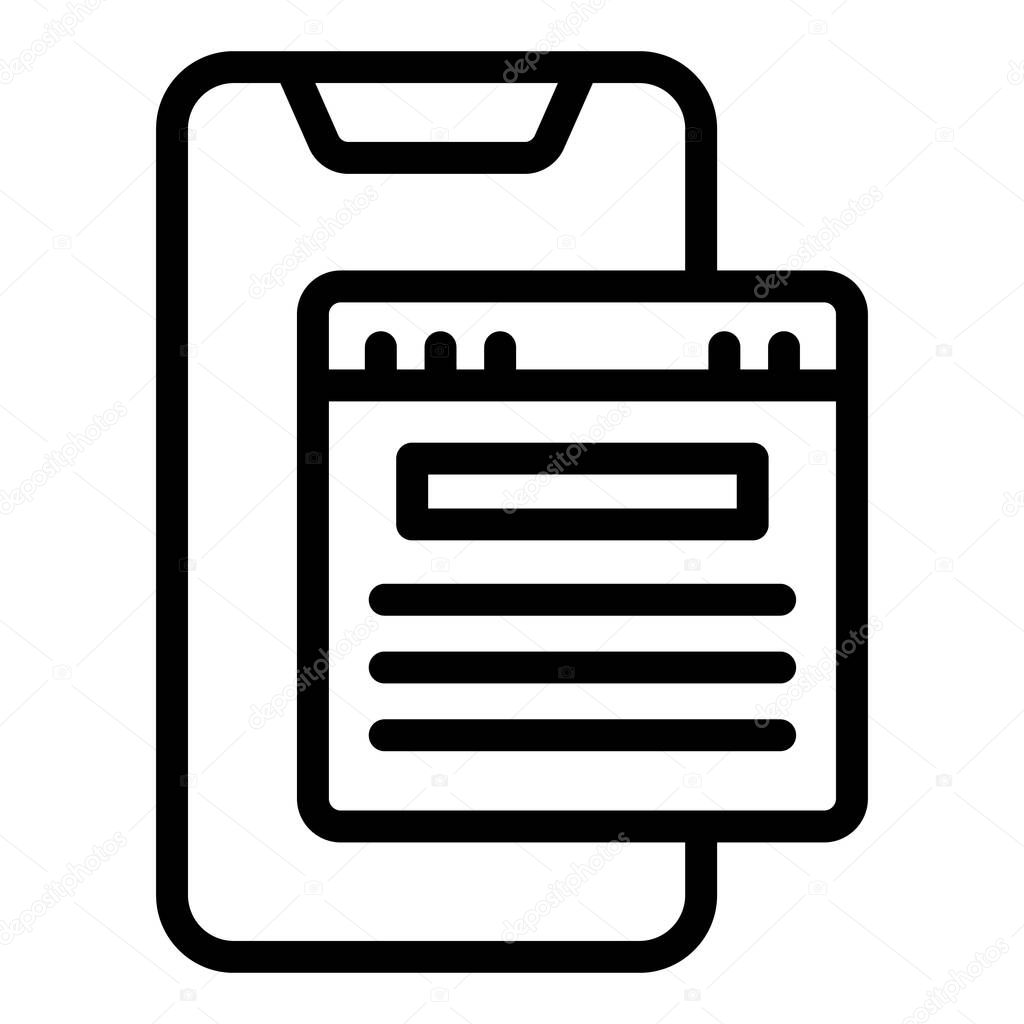 Smartphone search engine icon, outline style
