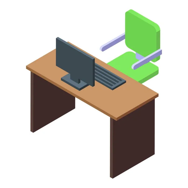 Office desk table icon isometric vector. Computer office workplace — Stock vektor