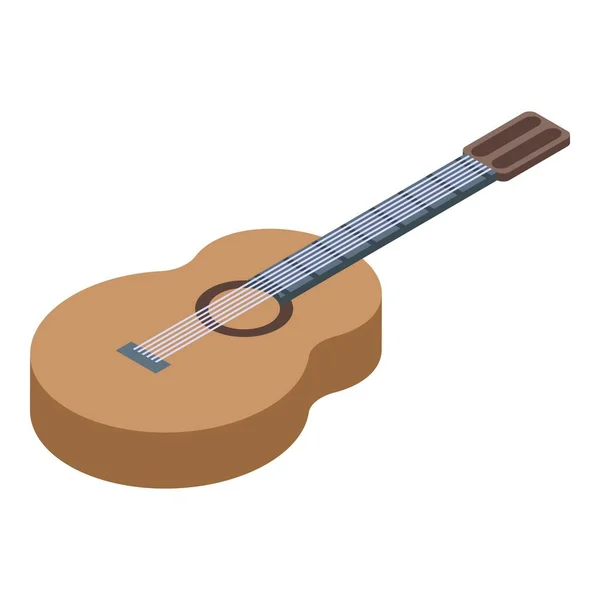 Camp guitar icon isometric vector. Bonfire camping guitar — Vetor de Stock
