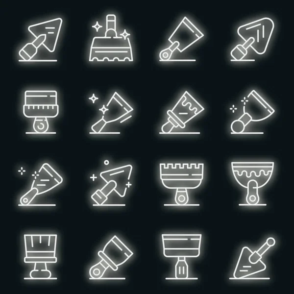 Putty knife icons set vector neon — Wektor stockowy