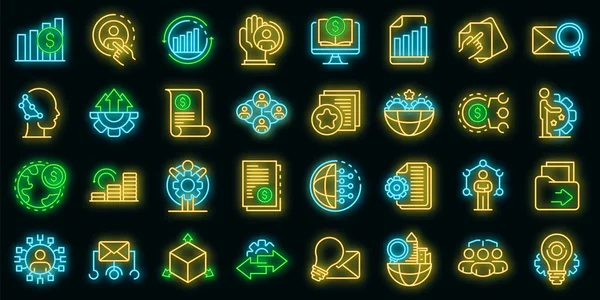 Restructuring icons set vector neon — Stock Vector