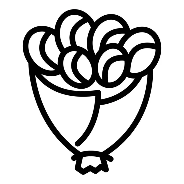 Квітковий букет весільна ікона, контурний стиль — стоковий вектор