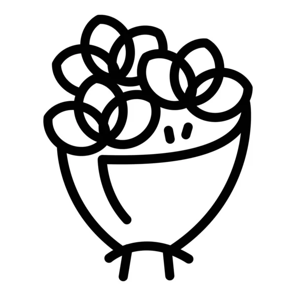Блум значок букета квітів, контурний стиль — стоковий вектор