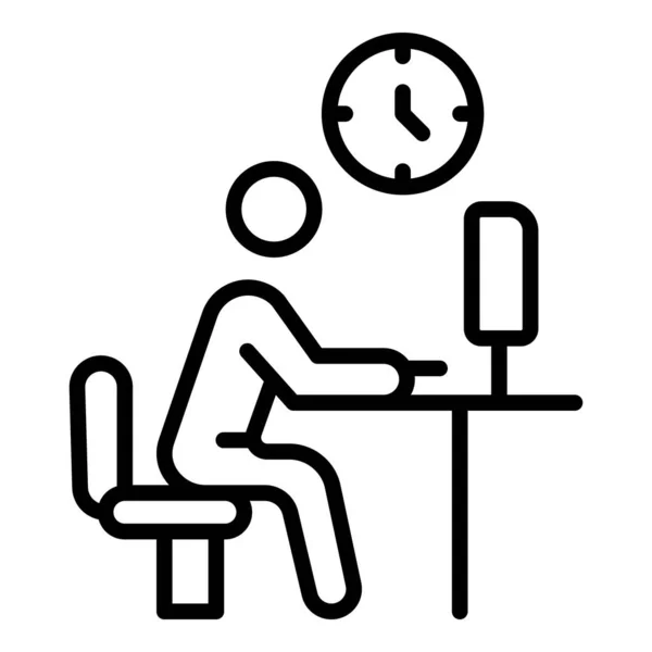 Computer-Ikone für späte Arbeit, Umrissstil — Stockvektor