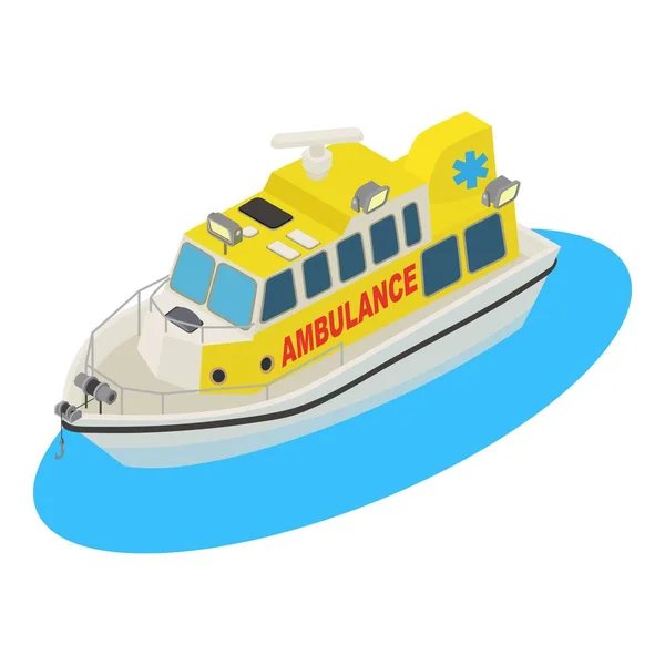 Ambulance boat icon isometric vector. Emergency ambulance rescue ship — Stock vektor