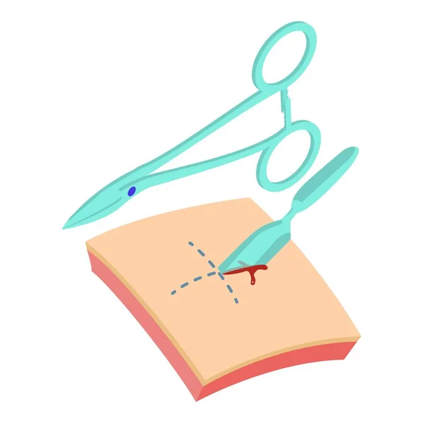 Cerrahi operasyon ikonu izometrik vektörü. Neşter kesiği deri — Stok Vektör