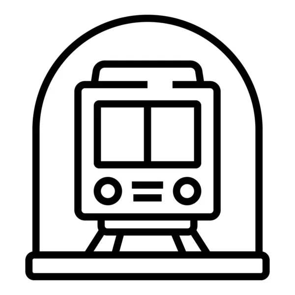 Subway metro train icon, outline style — Stockvector