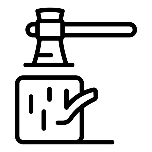 Holzbeil-Ikone auf dem Campingplatz, Umriss-Stil — Stockvektor