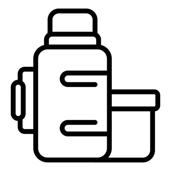 Camping thermos icono de la botella, contorno de estilo — Vector de stock