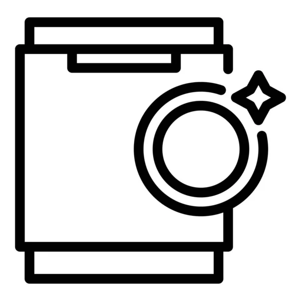 Réparer icône de boîte à outils lave-vaisselle, style contour — Image vectorielle