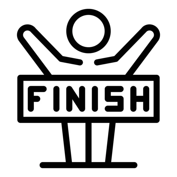 Runner finish winner icon, outline style — Vettoriale Stock