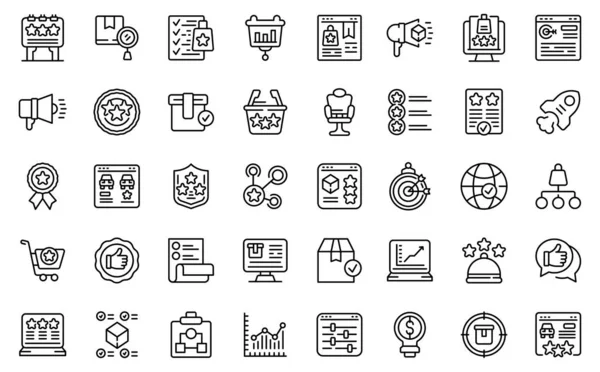 Conjunto de iconos de producto destacados, estilo de esquema — Vector de stock