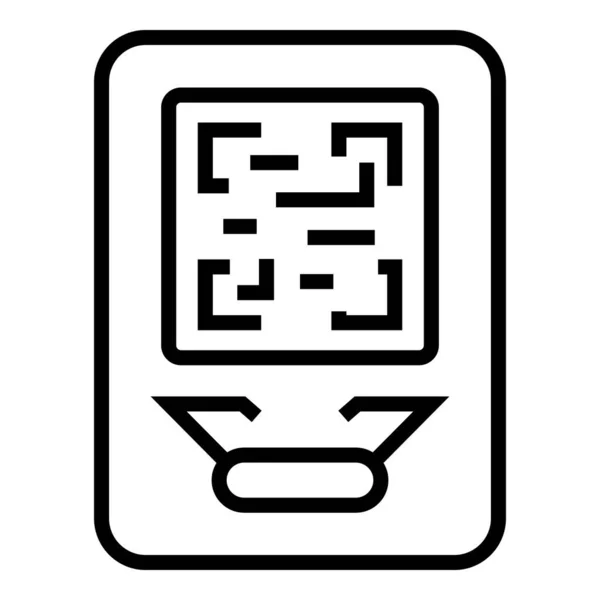 Μετρό εισιτήριο qr εικονίδιο κώδικα, περίγραμμα στυλ — Διανυσματικό Αρχείο