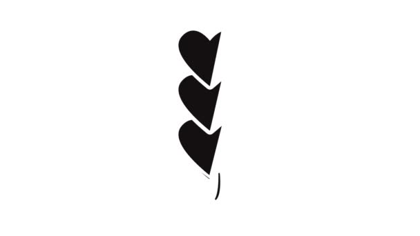 Tre hjärtan glass ikon animation — Stockvideo