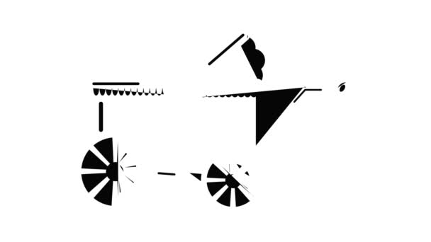 Dziecięcy powóz starożytna animacja ikony — Wideo stockowe
