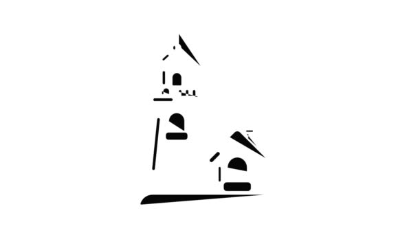 Animação de ícone de torre e casa — Vídeo de Stock