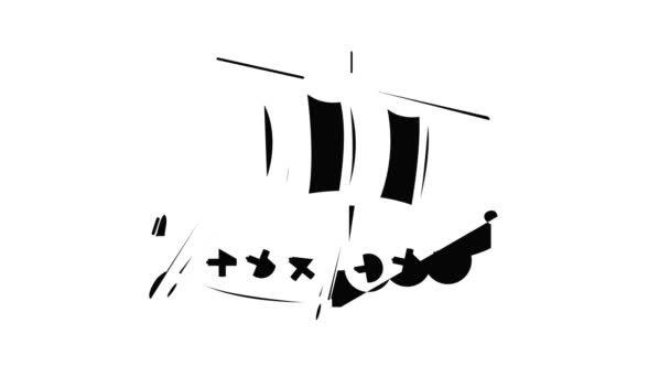 Vikingschip pictogram animatie — Stockvideo