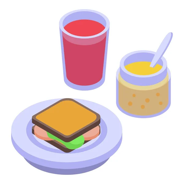 Picknick-Sandwich-Symbol isometrischen Vektor. Sandwich mit Futterkorb — Stockvektor