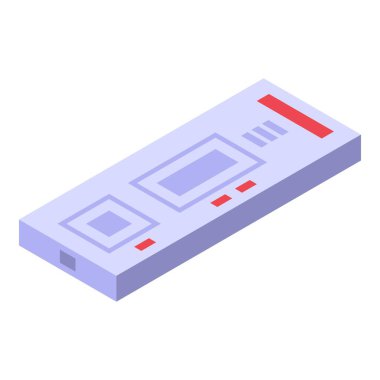 Tıbbi modern test ikonu izometrik vektörü. Coronavirus ilaç kontrolü