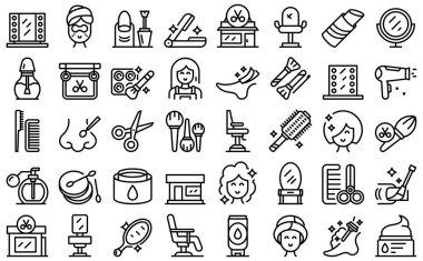 Güzellik salonu simgeleri ana hatları belirler. Sanatçı makyajı