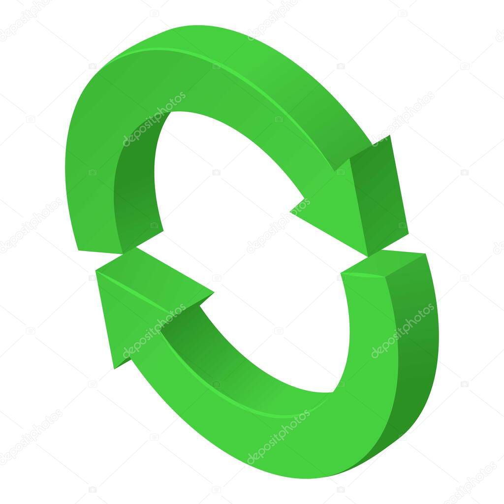 Refresh icon isometric vector. Green circular two arrow