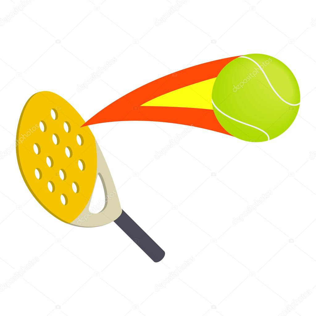 Paddle tennis icon isometric vector. Paddle racket flying ball