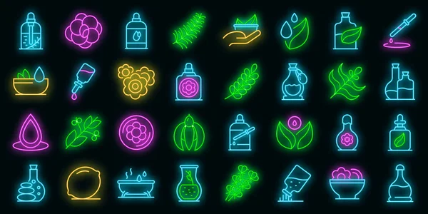 Essential oils icons set vector neon — стоковый вектор