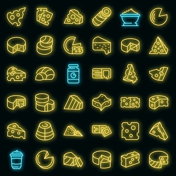 Cheese icons set vector neon — стоковый вектор