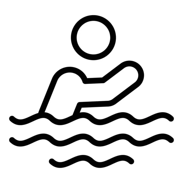 Ikone des Menschenschwimmens umreißt Vektor. Schwimmbadschwimmer — Stockvektor