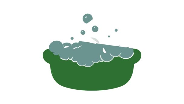 Banho de bebê verde com animação ícone de espuma — Vídeo de Stock