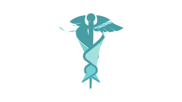 Caduceus símbolo médico ícone animação — Vídeo de Stock
