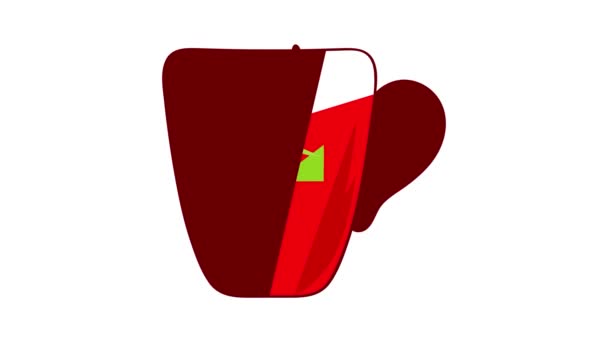 Red cup with tea bag icon animation — Vídeo de Stock