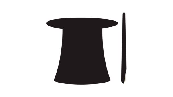 Magic hat and wand icon animation — Vídeo de Stock