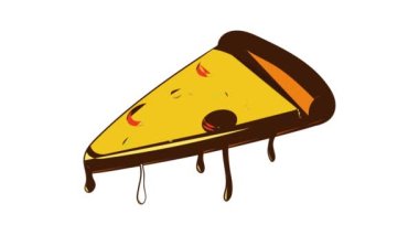 Salamlı pizza dilimi canlandırması