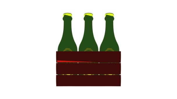 Cerveza caja de madera icono animación — Vídeo de stock