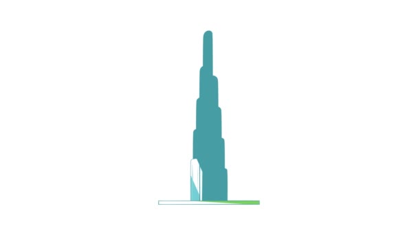 Burj Khalifa pictogram animatie — Stockvideo