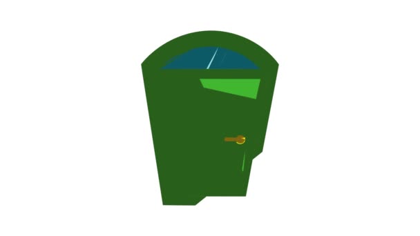 Groene gebogen deur pictogram animatie — Stockvideo