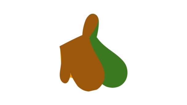 Yeşil ve turuncu mutfak eldivenleri ikon canlandırması — Stok video