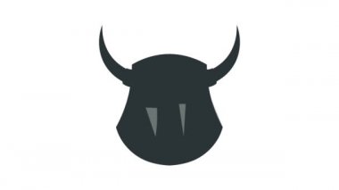 Haç ve boynuz simgesi animasyonlu ortaçağ kalkanı