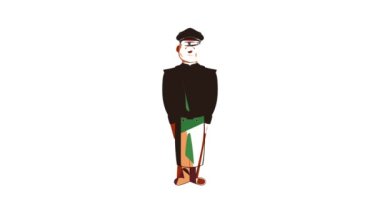 Military officer in greatcoat icon animation