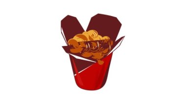 Chinese noodles box icon animation