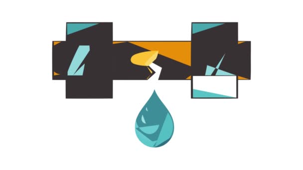 Dripping water pipe icon animation — Stock Video