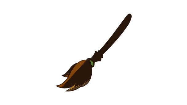 Halloween accessory broom icon animation — Wideo stockowe