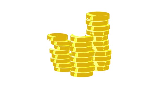 Gold coins icon animation — Stock Video