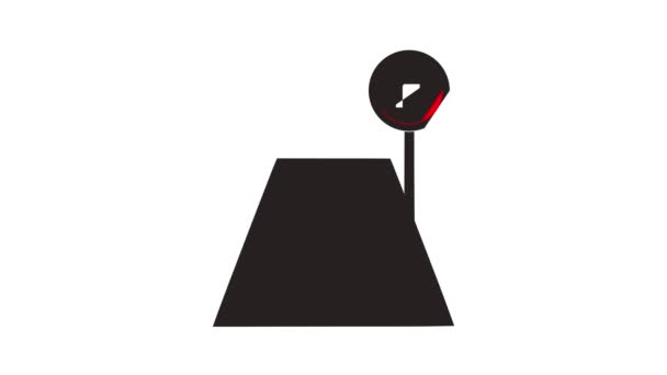 Road and red road sign pointing right icon animation — Stock video