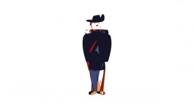 Mavi üniformalı bir adam. 19. yüzyıl ikon animasyonu.