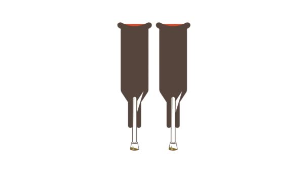 Crutches pictogram animatie — Stockvideo